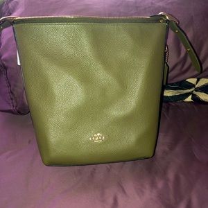 Olive green coach bucket bag/purse